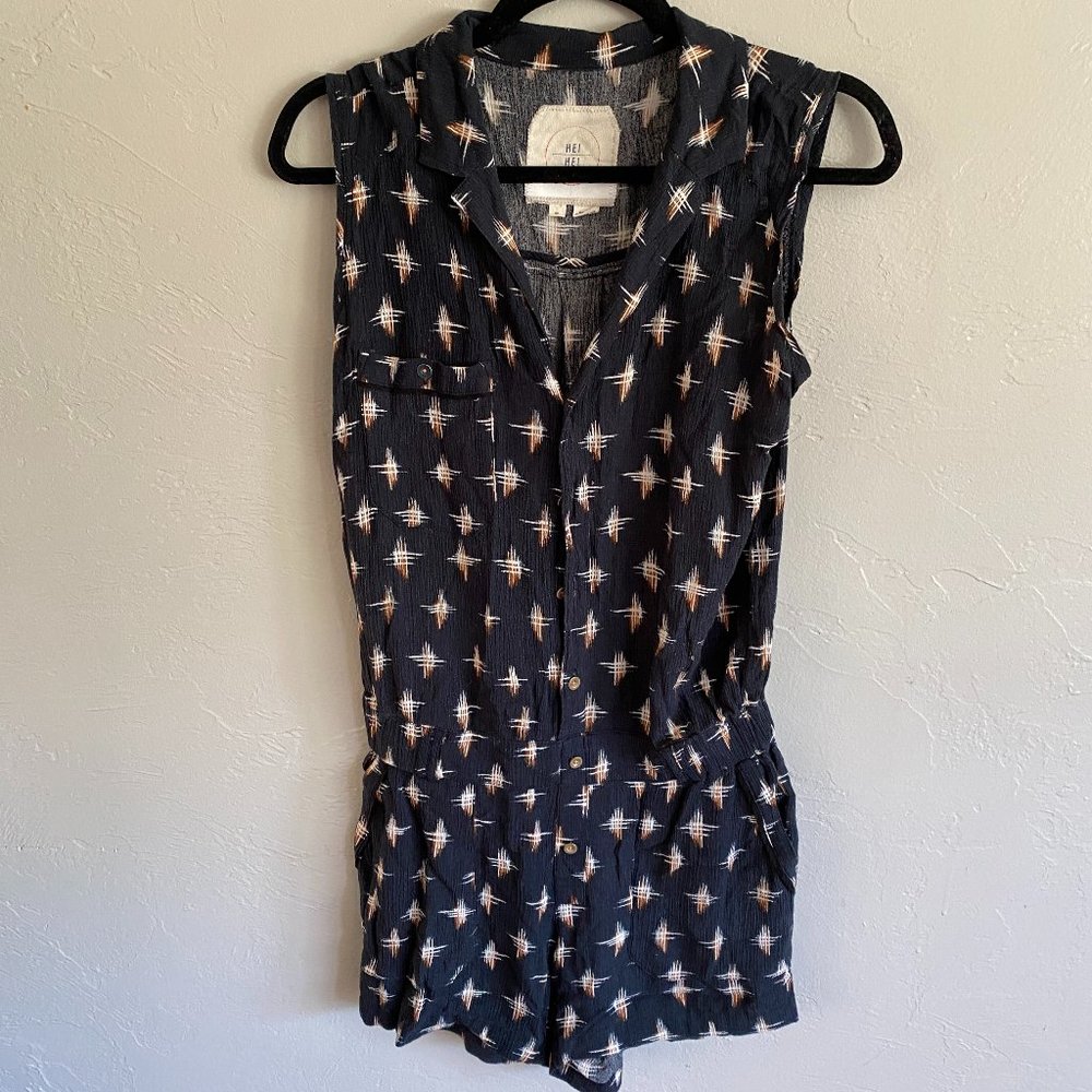 Anthropologie Hei Hei Nova Black Button Down Romper
